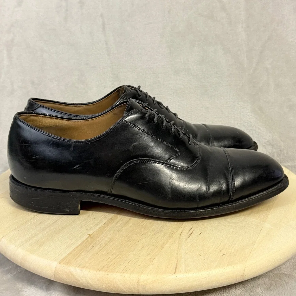 Johnston & Murphy Optima Mens Black Leather Cap Toe Oxford Shoes 10.5 E 22-2981